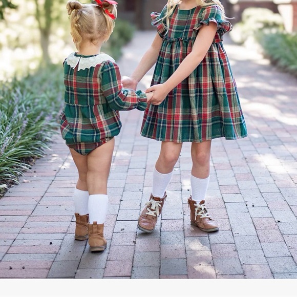 smocked sweets Other - Charming Plaid Kids' Dress Set with bloomers Size 6Y